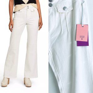 Victor Glemaud  Size 6 Flare Jeans High Rise Denim Pants White Cream Target